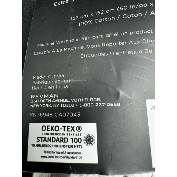 VERA WANG Waffle weave Cotton Yarn Dyed 50X60” Blanket Gray See Description - Picture 5 of 7